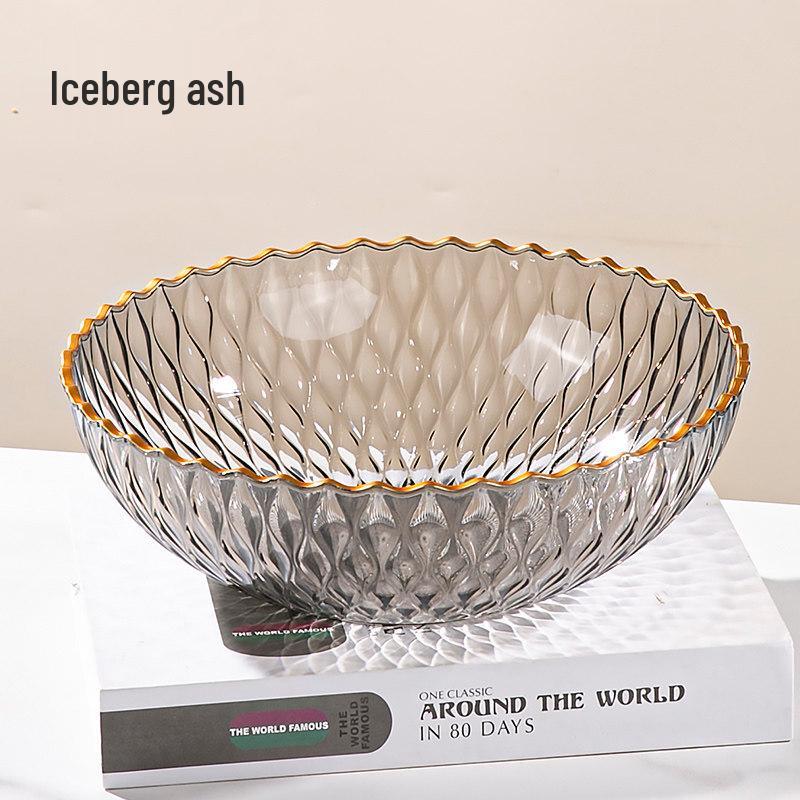 QW Light Luxury Wavy Gold Rim Plastic Fruit Plate