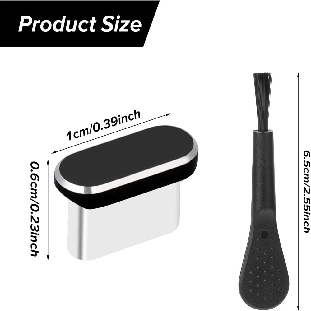 5Pcs USB C Phone Dust Plug With Cleaning Brush Type C Port Protector Caps For iPhone Xiaomi Huawei Redmi Poco Type C Smart Phone