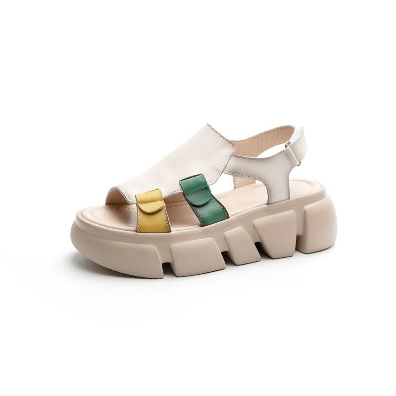 

Сандалии с толстой подошвой Женская обувь Повседневная пляжная обувь, увеличивающая рост 40 бежевый