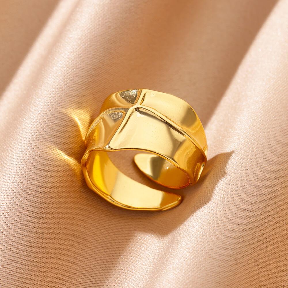 Hollow Little Star Stainless Steel Rings Women Gold Color Open Ring Aesthetic Waterproof Charm Jewelry Wedding Party Accessories