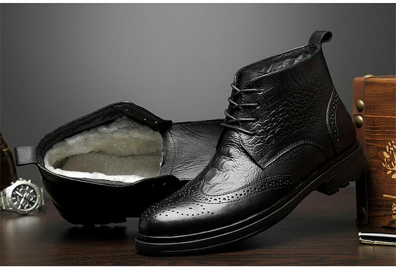 Plus Size Men's British Style Genuine Leather Chelsea Ankle Boots