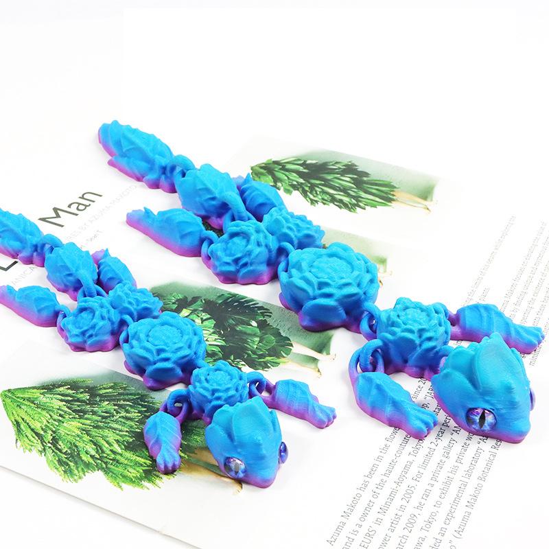 New Lotus Dragon Toy Statue 3D Printing Toys Simulation Animal Dragon Model Joints Movable Desktop Decoration Small Ornaments