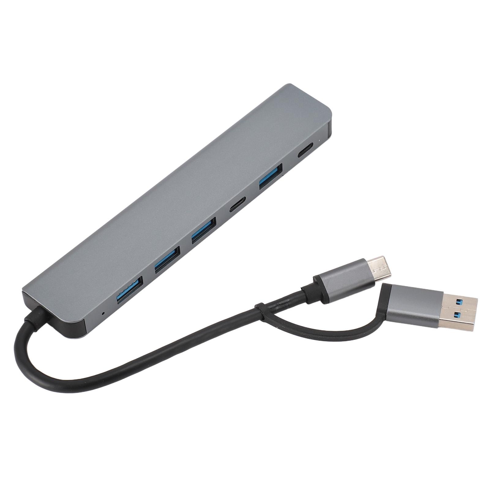 7 в 1 USB Type C Хаб Алюминиевый сплав 5 USB портов 2 порта Type C Адаптер для телефонов Компьютеров Планшетов Ноутбуков