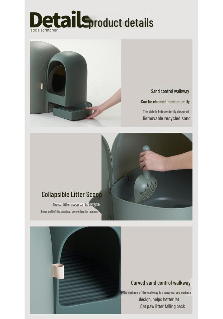 Mochi Fully Enclosed Extra Large Cat Litter Box – Odor-Proof, Anti-Splash Hallway Style