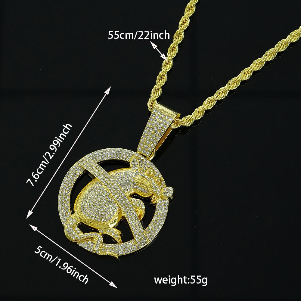 New Hot Selling Unique Mouse Pendant Necklace for Both Men and Women, High-end Fashion Hip-hop Jewelry