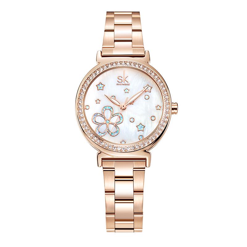 SK Women s Student Quartz Rhinestone Wristwatch with Steel Band - Fashion Niche