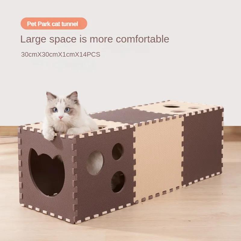 Foldable EVA Cat Tunnel Toy Funny Holes Duplex House DIY Splicing Tube Tunnel Hide and Seek Toys for Cats Pet Interactive Toys