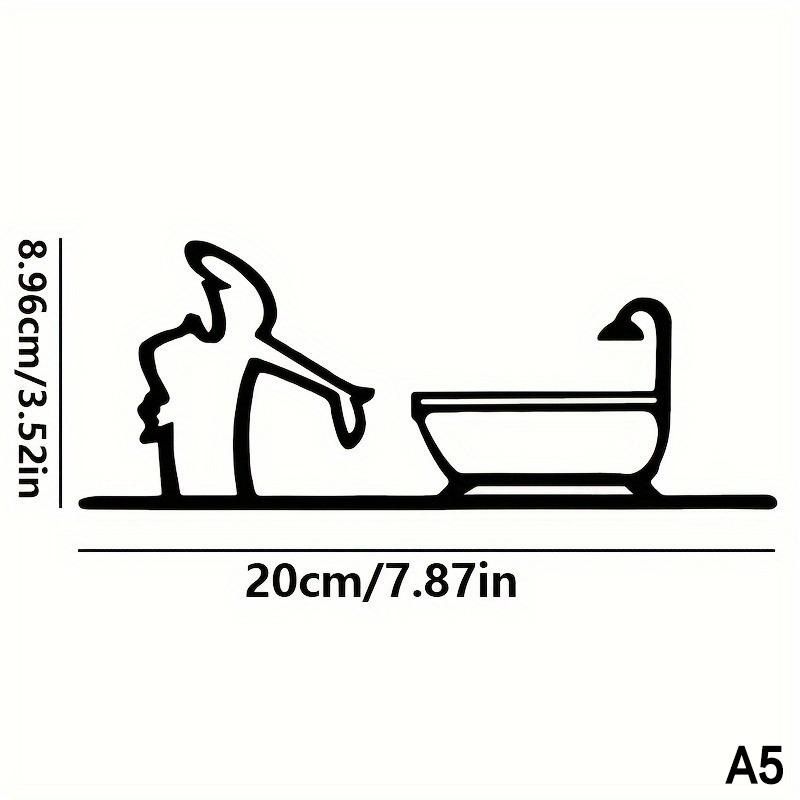 Minimalist Metal Line Toilet Bathroom Sign with Shower Figure for Office Store Home Restroom Door Decoration