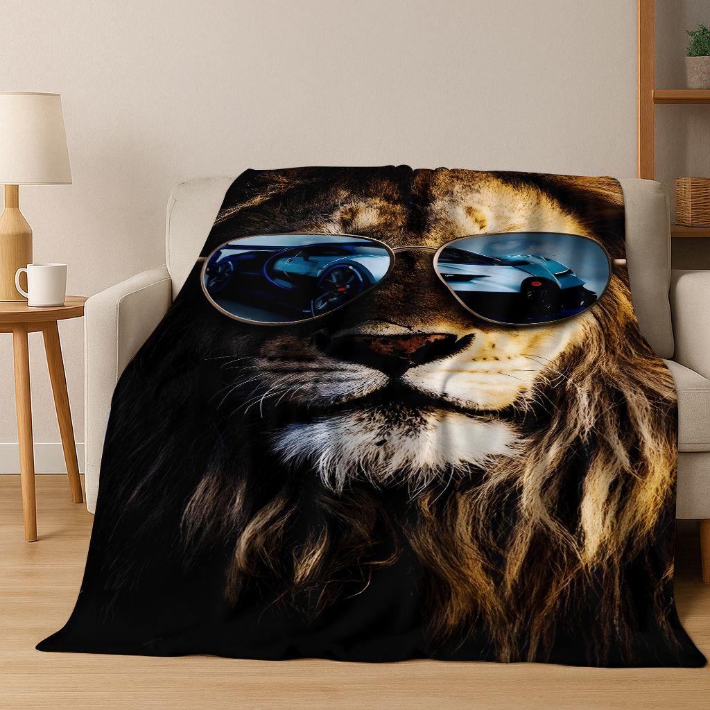 26 Style Wild Animal Lion Beast Cartoon Flannel Blanket,Warm Cozy Soft Throw Blanket for Home Bedroom Bed Sofa Picnic Cover Kids