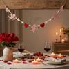 Valentine's Day Pink Heart Wreath Banner Garland Hanging Decoration for Party Theme Celebration Decor Home Accessories