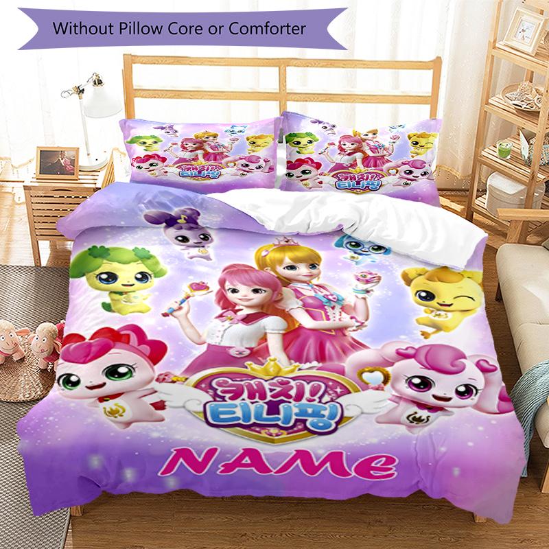 3pcs Custom Name Twinkle Catch Teenieping Bedding Set Duvet Cover Closure Includes 1 Duvet Cover & 2 Pillowcases, Soft and Comfortable for All Seasons