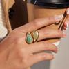 Design Sense 18k Gold, Water Drop Inlaid Pearl Asymmetric Versatile Fashion Open Ring
