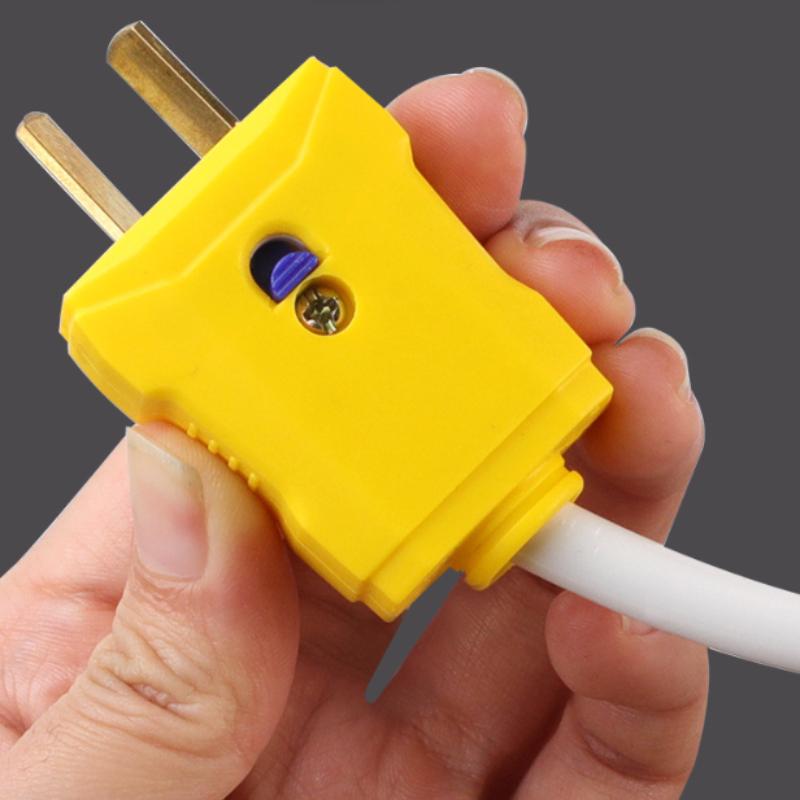 2-Prong Heavy-Duty Industrial Electric Plug Flame-Retardant Drop Resistant Yellow for Commercial Power Use