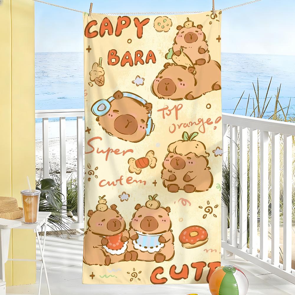 

Cartoon Capybara Cute Towel Soft Pool Gift For Travel Gym Shower Camping Quick Dry Sports Large Beach Towels W30*H60(CM)