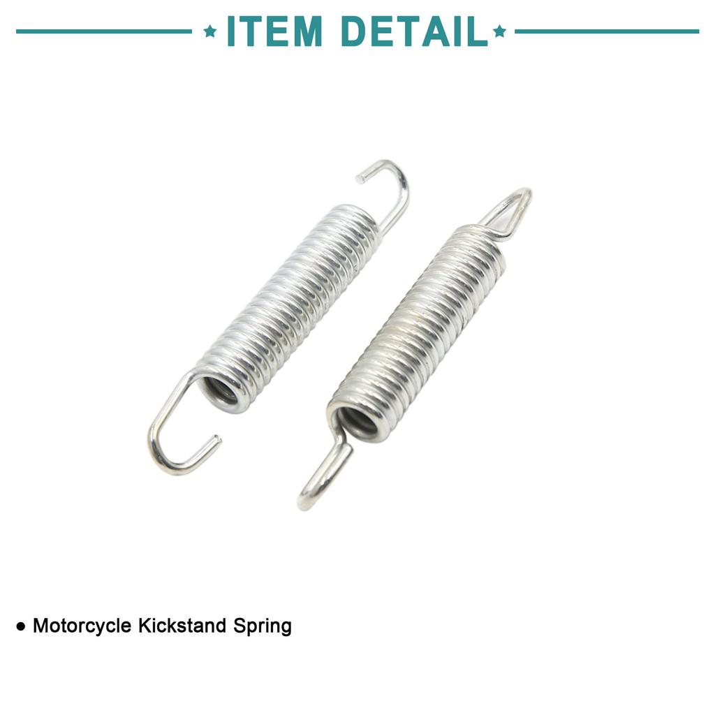 ACROPIX Motorcycle Foot Bracket 10cm Kickstand Return Spring Side Stand Spring Silver Tone 2pcs