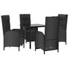 VidaXL Garden Dining Furniture and Cushions 5pcs Black Wicker 3185195