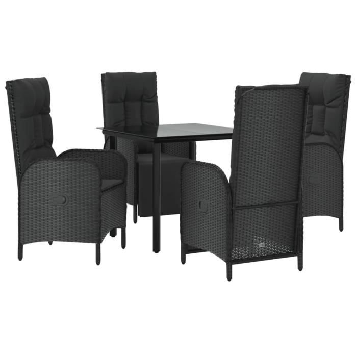 VidaXL Garden Dining Furniture and Cushions 5pcs Black Wicker 3185195