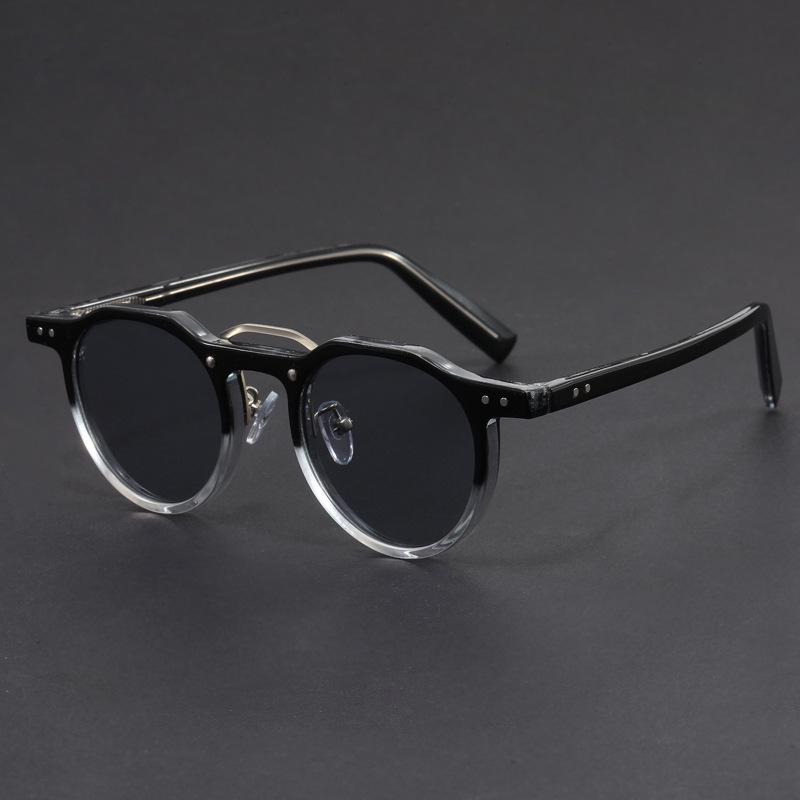 Small Round Frame Wood Grain Hip Hop Punk Sunglasses: European & American Street Style Fashion