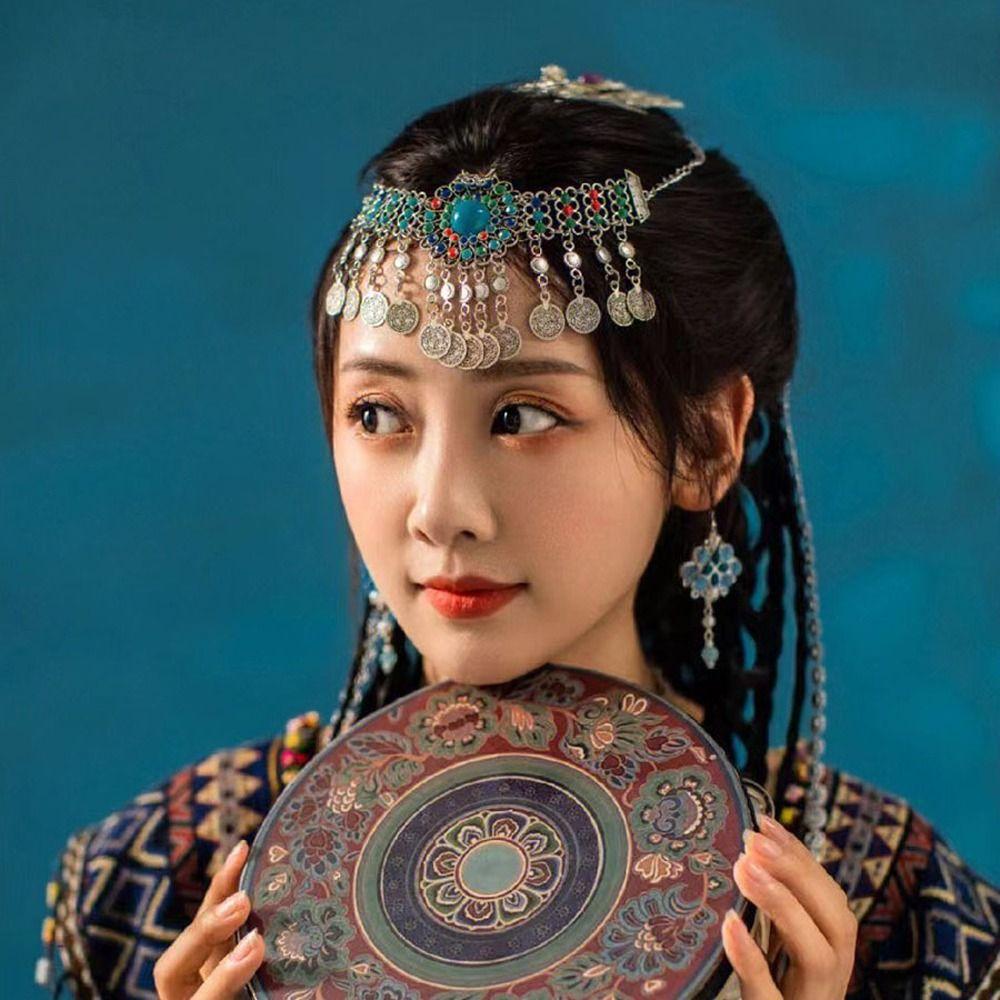 

Племенной турецкий головной убор Богемия бусины повязки на голову головной убор ханьфу женская цепочка на голову лобная цепочка