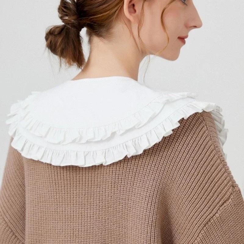 Double Layered Doll Fake Collar for Women's Autumn Trendy Shoulder Wraps Shirt Detachable Collar Small Shawl False  Collar