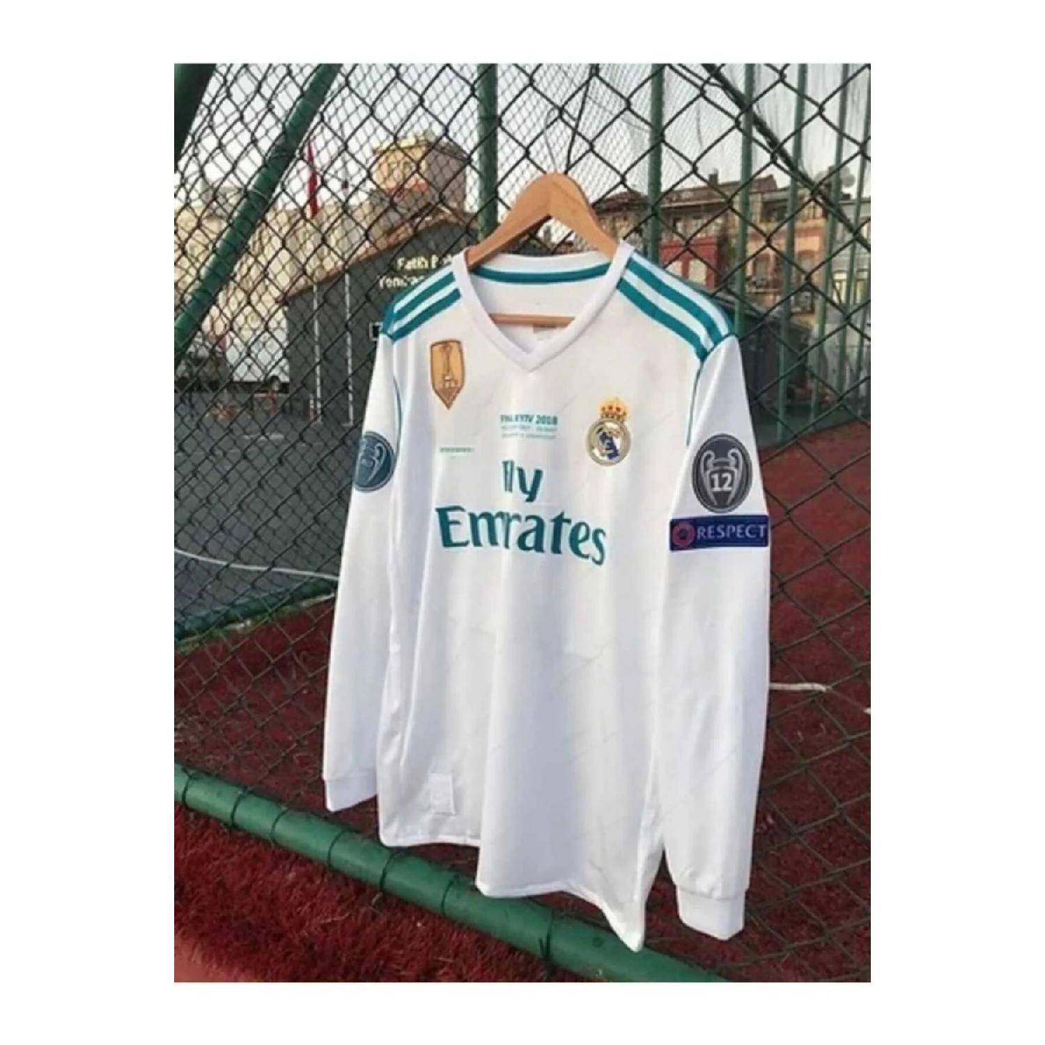 

Реал Мадрид Роналду Белый Киев Финал Лиги Чемпионов 2018 Футбольная майка с длинным рукавом