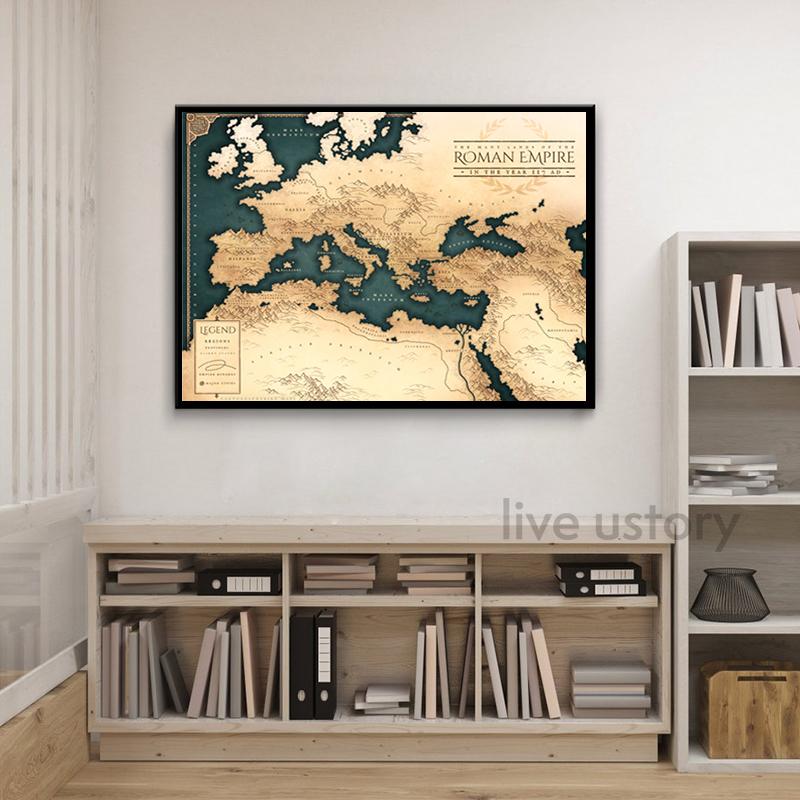 Dark Fantasy Stil Römisches Reich Karte Kunstdrucke Karte des Römischen Reiches im Jahr 117 n. Chr. Leinwandgemälde Büro Wandbilder Dekor