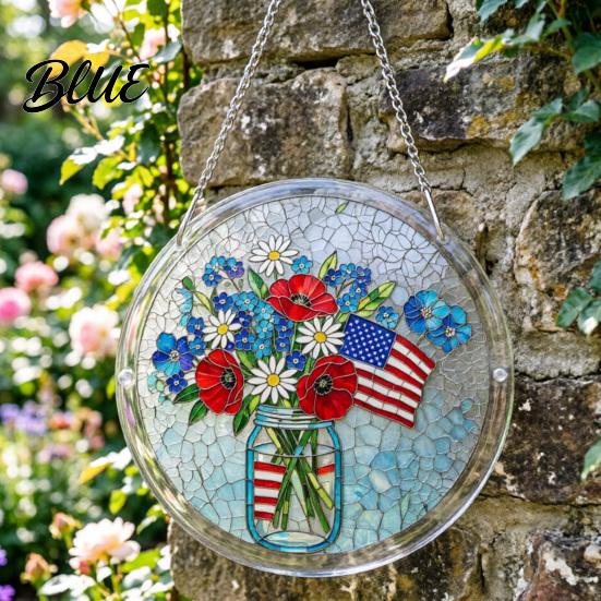 Decorative Sun Catcher For Home 4th of July Acrylic Puzzle Suncatcher Patriotic Window Hanging Ornament 250th Anniversary Decoration America Jigsaw