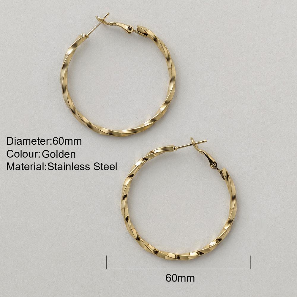 One Piece Fashion Stainless Steel Earrings Chunky Knotted Welded Cone Spiral Ear Cuff PVD Plated Jewelry Hoop Ring Accessories