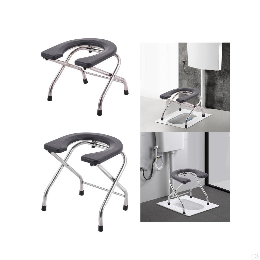 Foldable Toilet Seat Bedside Commode Elderly Squat Stool for Bathroom