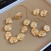 Retro Conch Clavicle Chain Set Metal Trendy Necklace Earring Set Conch Collar Pendant  Beach