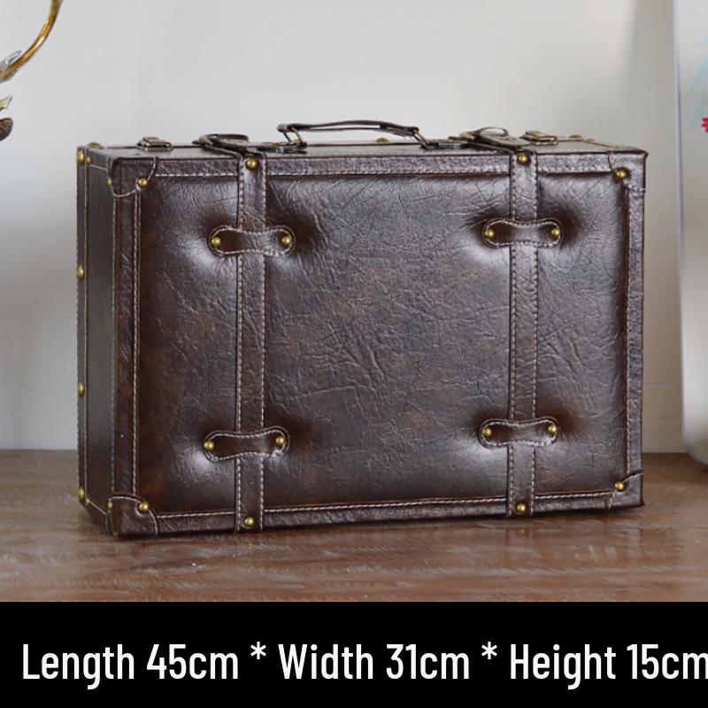 Vintage American Retro Leather-Wooden Suitcase Display and Photography Prop