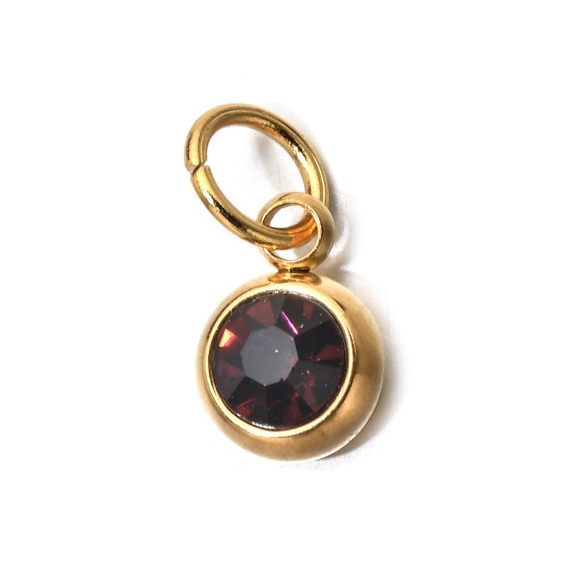 

6mm Round Colored Diamond Pendant, December Birthstone Charm for DIY Bracelet/Necklace, Stainless Steel.