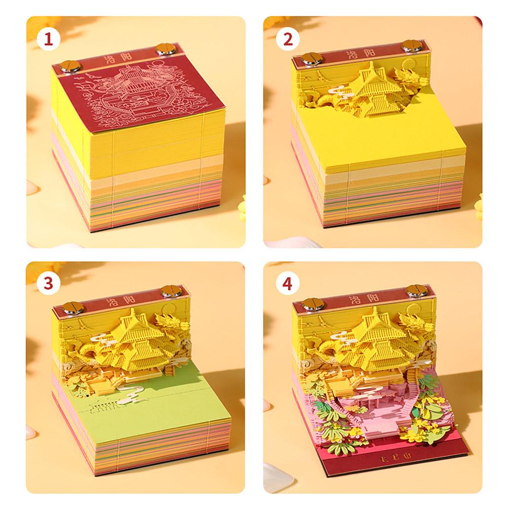 4 Types Chinese 3d Calendar Notepad Magic Castle 3d Calendar 3d Artistic Note Paper Cubes Memo Gift 2026 Pad Birthday Notepad