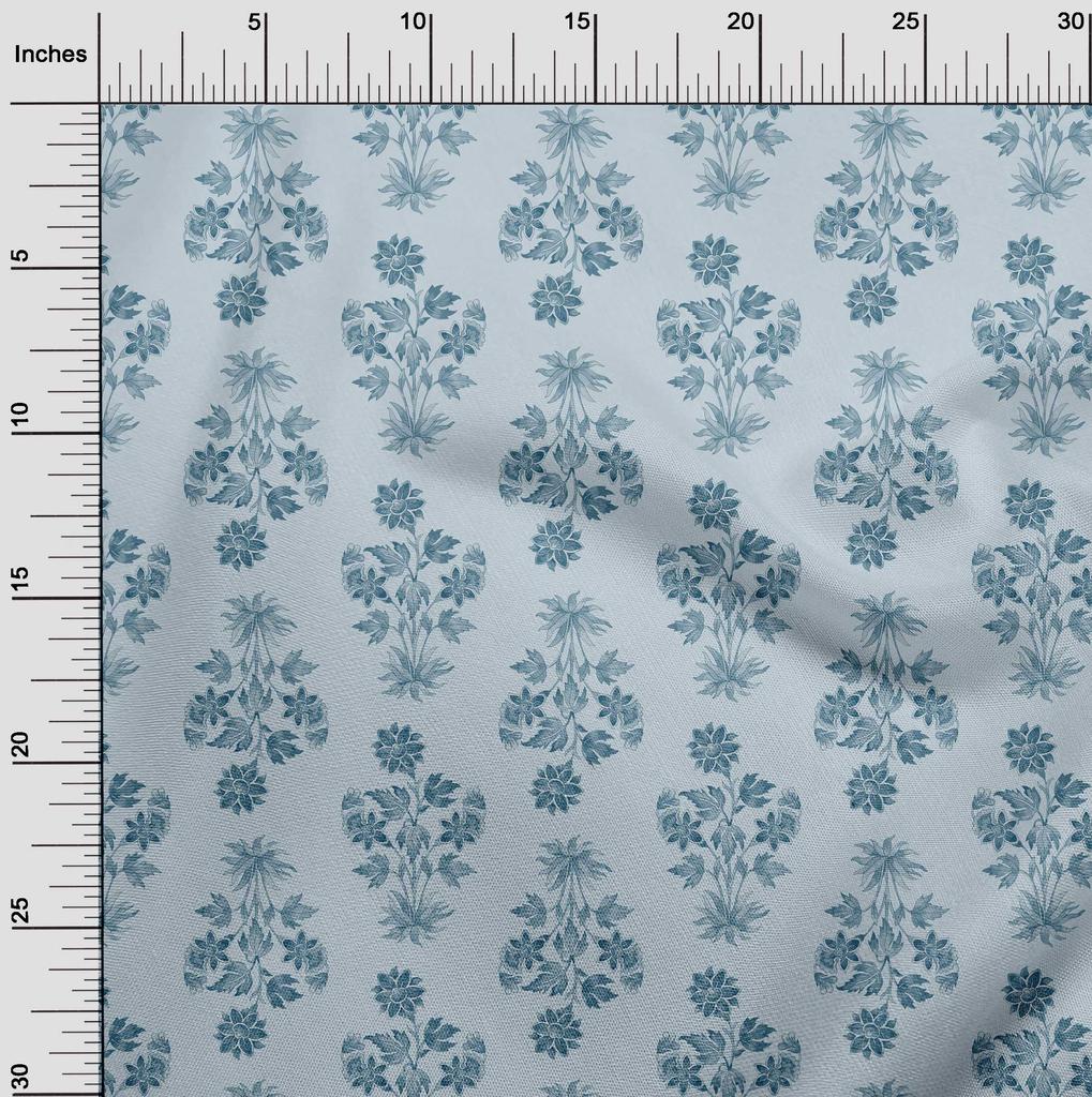 oneOone Cotton Flex Light Blue Fabric Watercolor Sewing Material Print Fabric By The Yard 40 Inch
