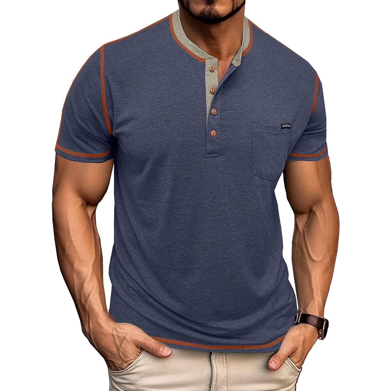 

Чоловіча сорочка з короткими рукавами. Чоловіча футболка з 4 ґудзиками, повсякденний топ XL