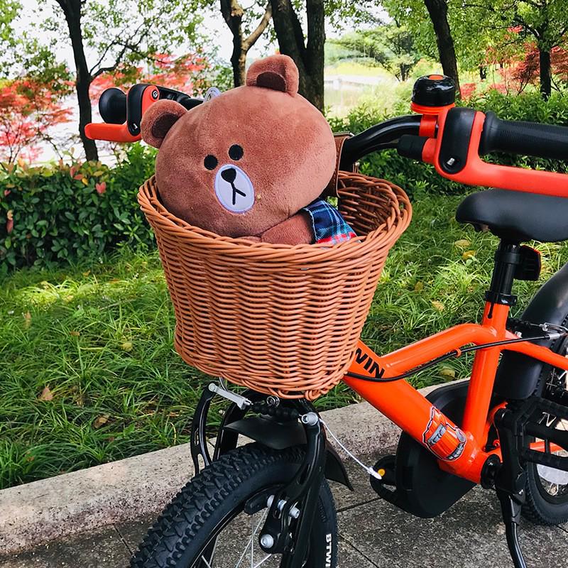 Kinder Retro Gewebter Fahrrad- und Dreirad-Vorderkorb