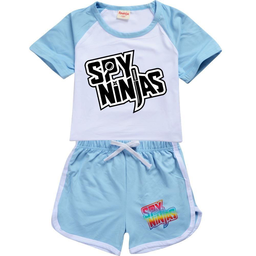 Spy Ninjas Letter Print Kids Tracksuit With Cotton And Polyester For Summer Play And Sports