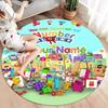 Blocks Clouds Custom Name Round Area Rug Carpet Rug For Living Room Bedroom Sofa Playroom Decor Nonslip Floor Mat