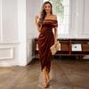 Dress Autumn and Winter Temperament Elegant One-word Shoulder Dress