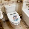 Contemporary Cartoon Elephant Wall Sticker, PVC "Please Flush" Toilet Decor, Self-Adhesive Bathroom Decal, Animal Theme Wall Art