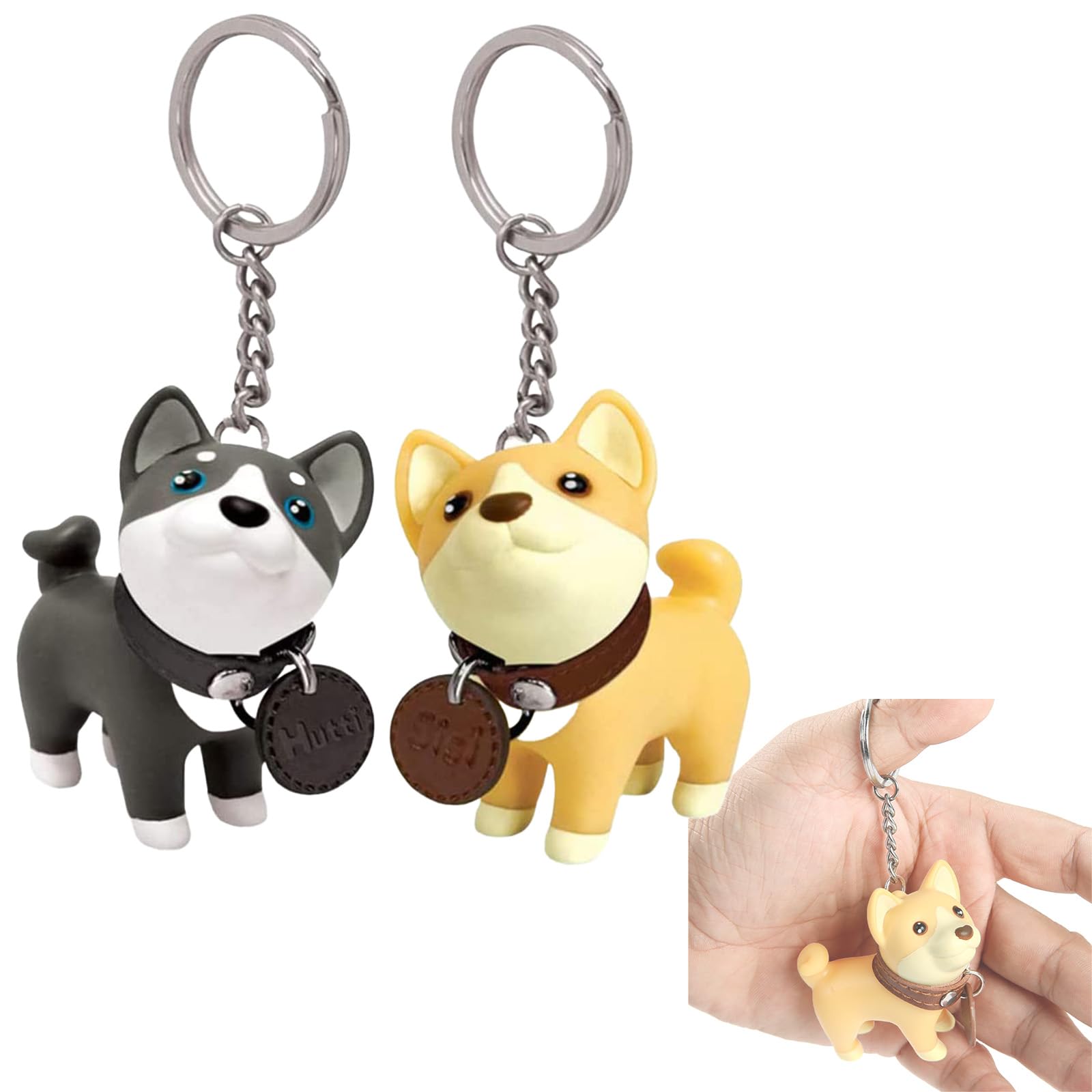 

[Alpha Depot] Shiba Inu and Black Shiba Inu Pair Keychains, Cute Dog Charms, Bag Charms, Car Key Ornaments, Accessories, Couples Gifts for Boyfriend