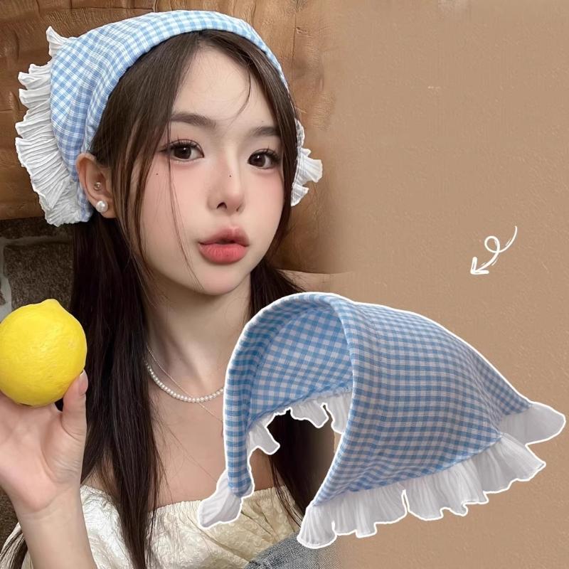 Comfortable Breathable Fabric Lace Bandana Headscarf for Women French Integrated Headwrap Pastoral Hair Decoration