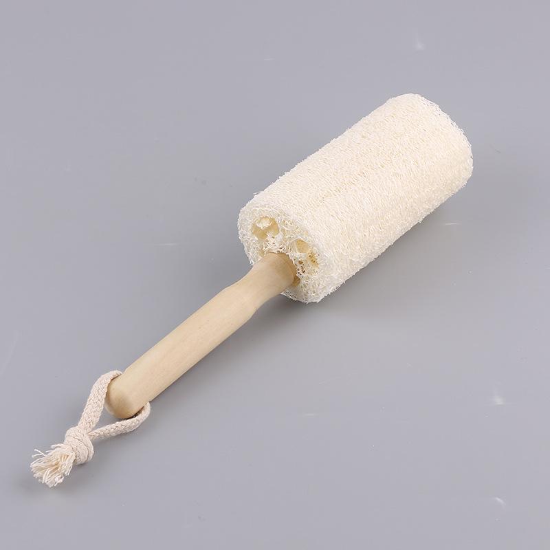 Natural Loofah Cup Brush with Wood Handle - Non-stick Kitchen Cleaning Brush 3-inch loofah cup brush (total length 18.5cm)