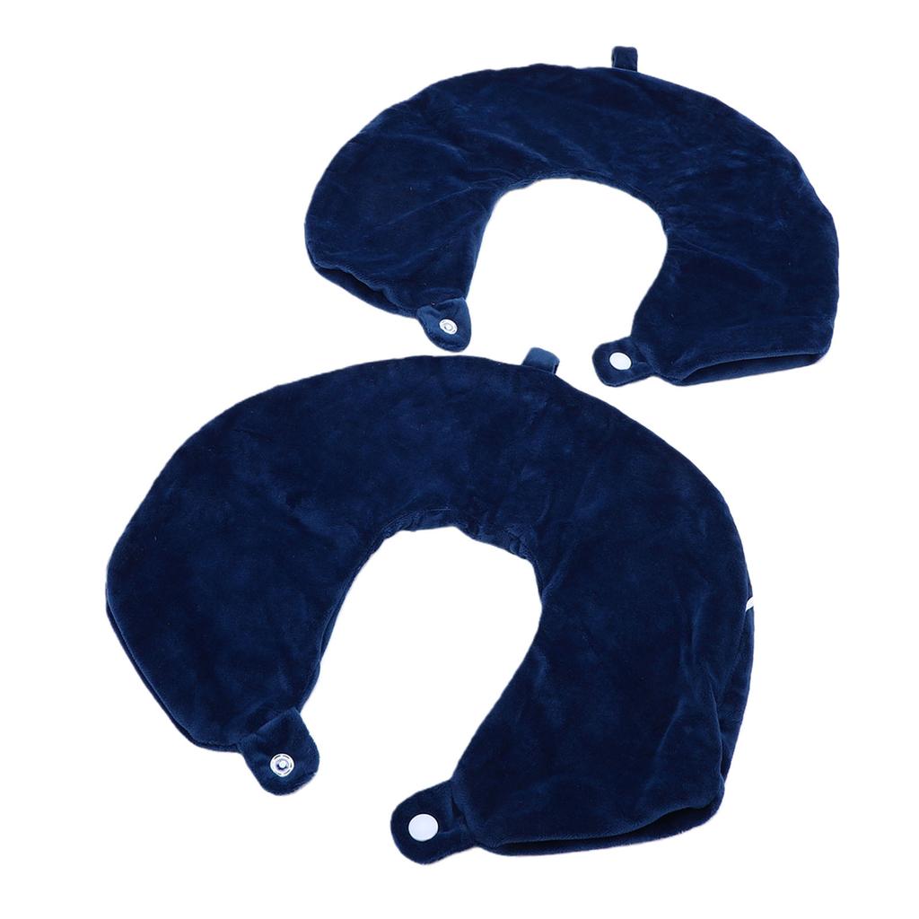 2pcs Navy Blue U Shaped Pillow Cover Travel Replacement Cover Soft Zippered Neck Pillow Case
