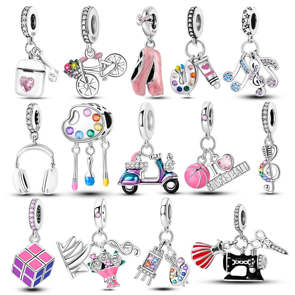 Fit Original Bracelet Charms Diy 925 Silver Coffee Palette Music Charm Beads Jewelry Gift For Women