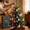 Julekalender med snor, Edelstenskalender, 24-dagers mineralsk jule-nedtelling sett, 2D 24-dagers utpakkingsopplevelse, Akrylpynt, Tre