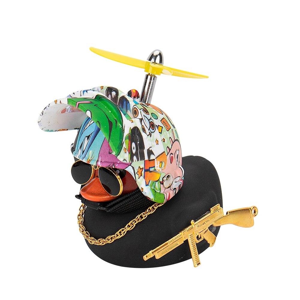 Duck In the Car Interior Decoration Yellow Duck with Helmet for Bike Motor Without Lights Duck In The Car Car Accessories