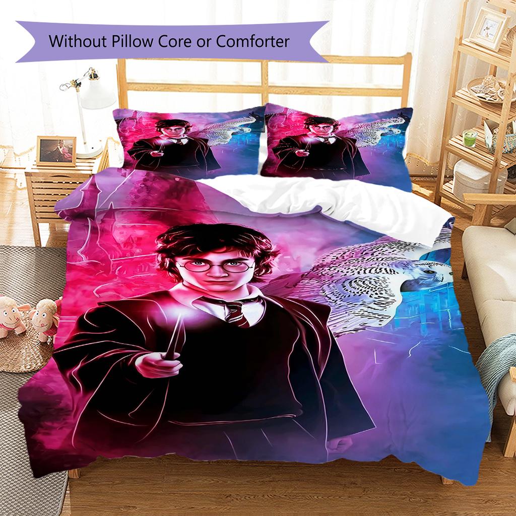 Set Copripiumino Trapuntato con Fantasia Salvatore Potter Federa Decorazione per la Casa Regalo (1 * copripiumino + 2 * federa, senza nucleo)