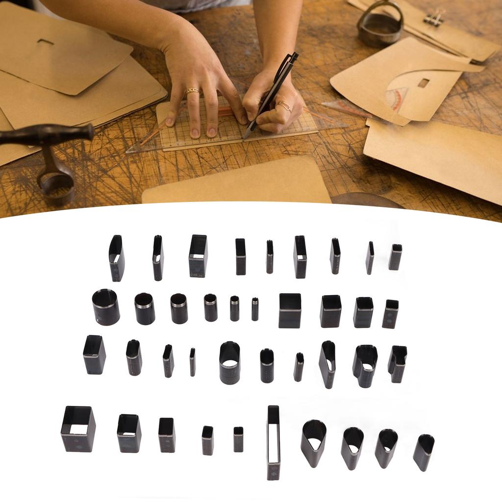 39 Shapes Leather Cutter Punch High Density High Carbon Steel Thin Sharpness Hollow Punch Cutter for DIY Handicraft Belts