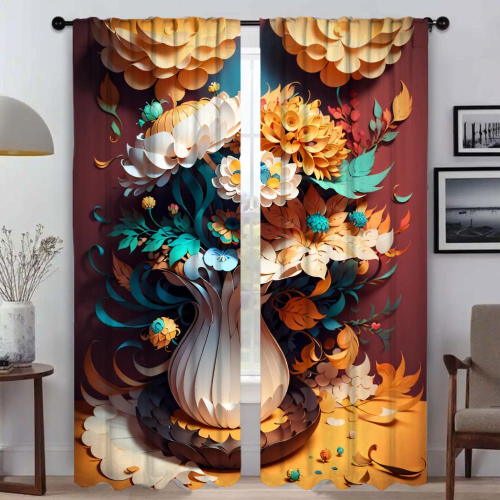 3D Printing Kitchen Curtains for Camera Partition Blackout Curtain for Room 2 Panel Home Interior Curtains Blinds Shades Living